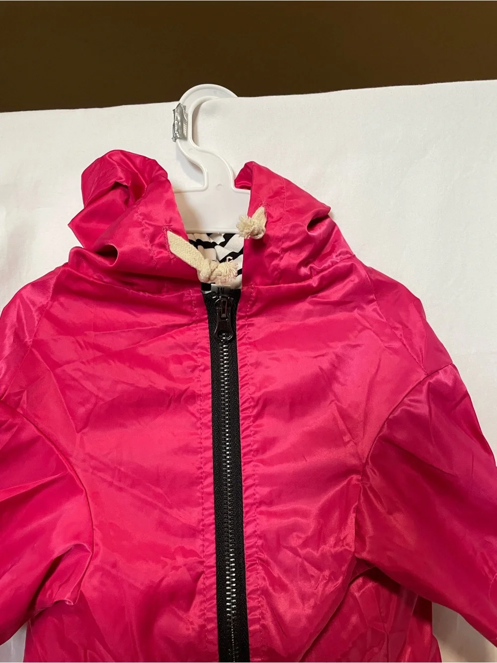 Hot Pink Hooded Dog Jacket with Striped Lining